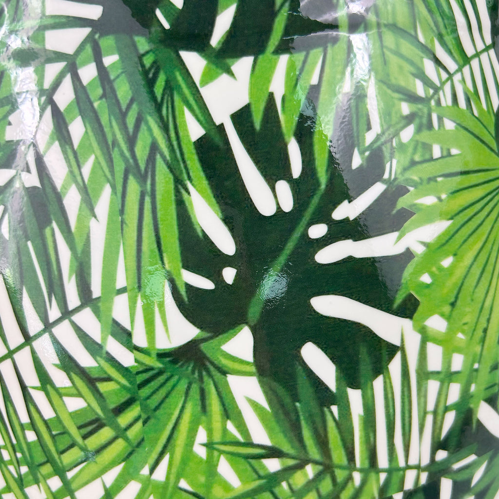 Tropical Leaf Ceramic Drum Stool