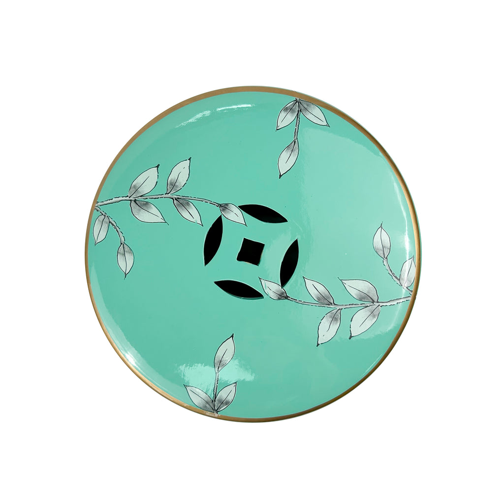 Turquoise Floral - Bird Ceramic Drum Stool