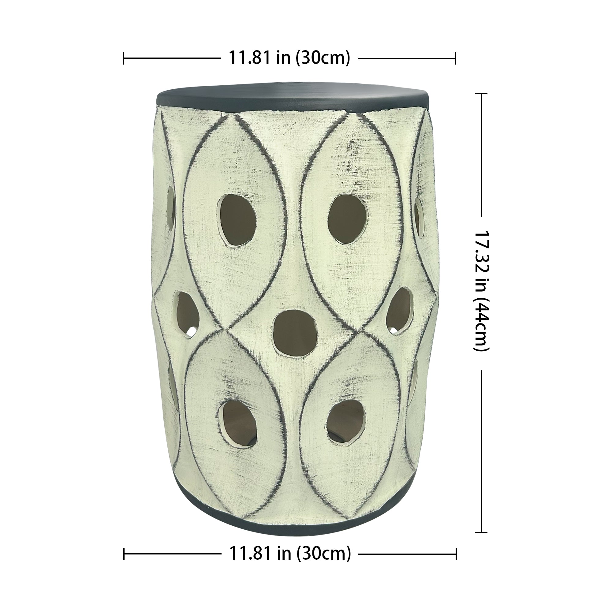 Retro Geometric-Perforated Ceramic Stool for Home Decor
