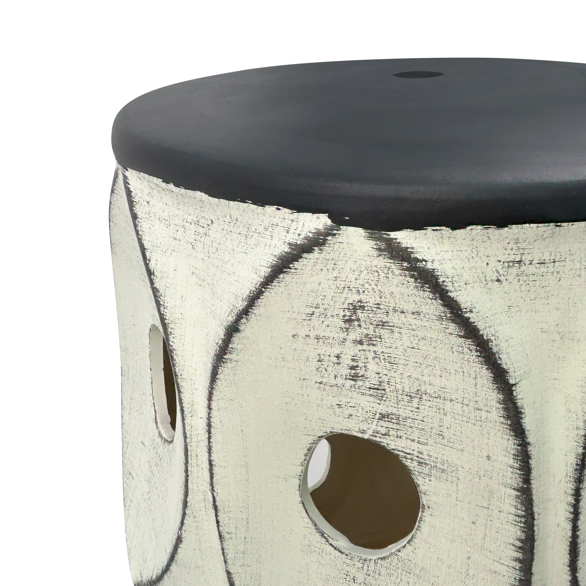 Retro Geometric-Perforated Ceramic Stool for Home Decor