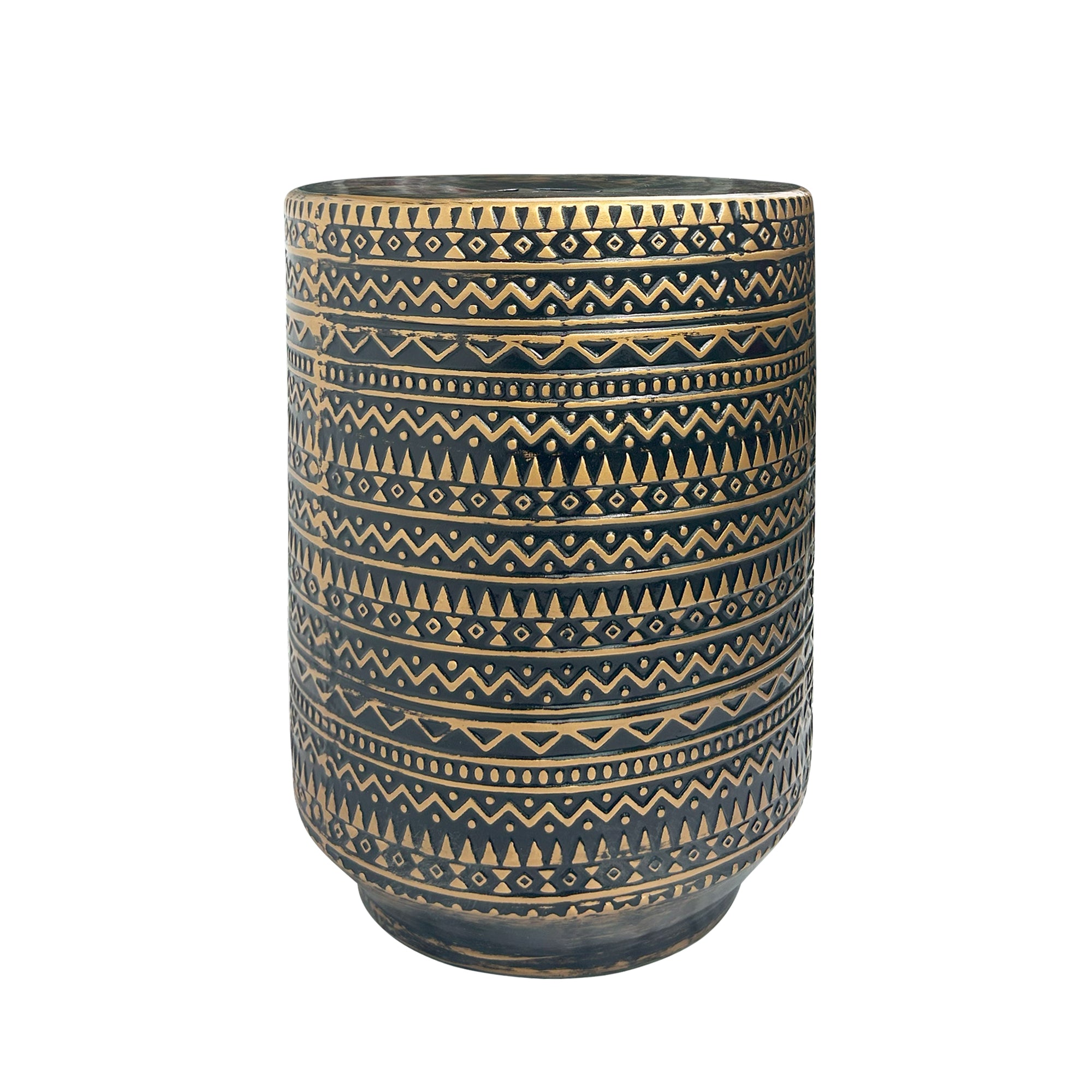 Ceramic Stool Featuring Intricate Ethnic-Style Designs