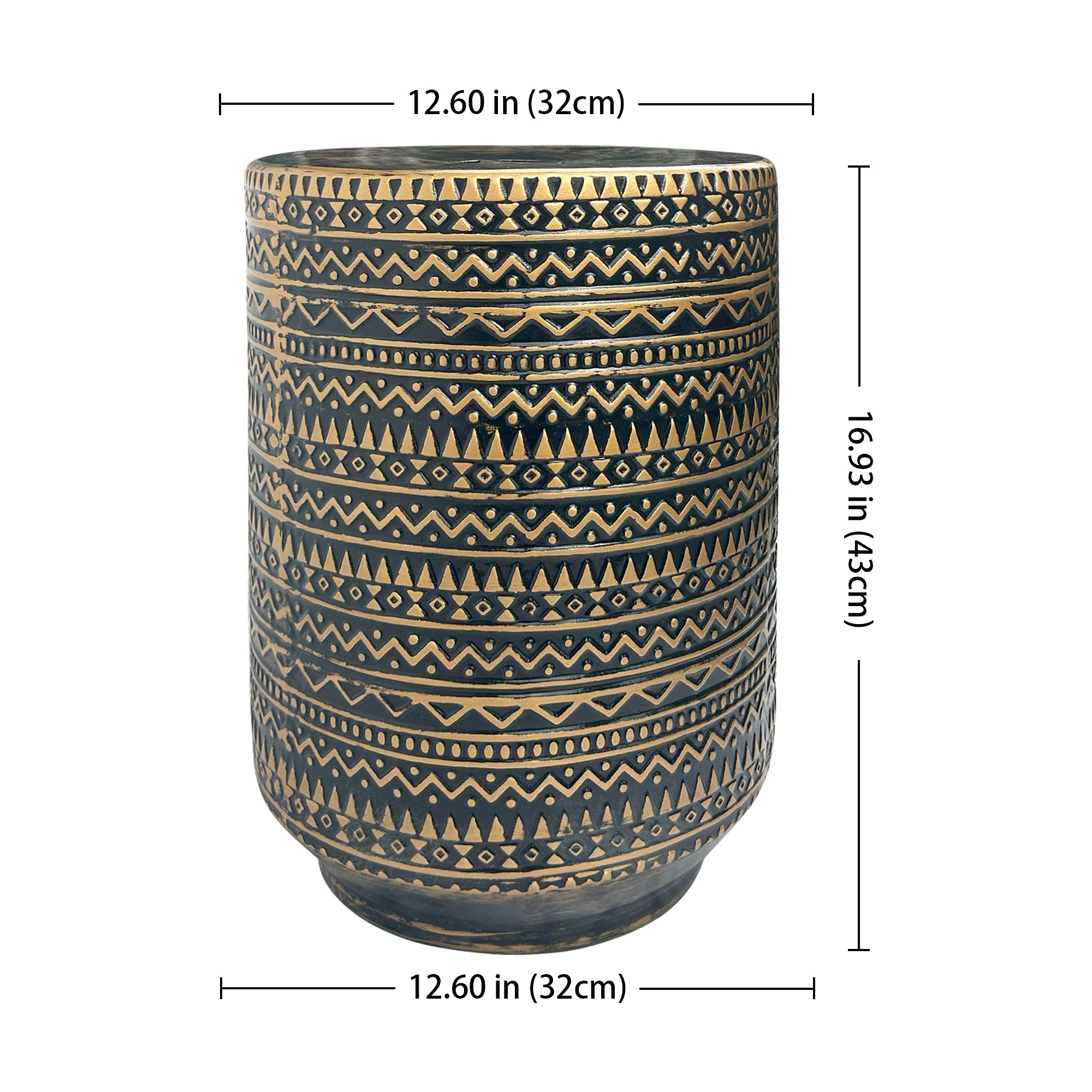 Ceramic Stool Featuring Intricate Ethnic-Style Designs