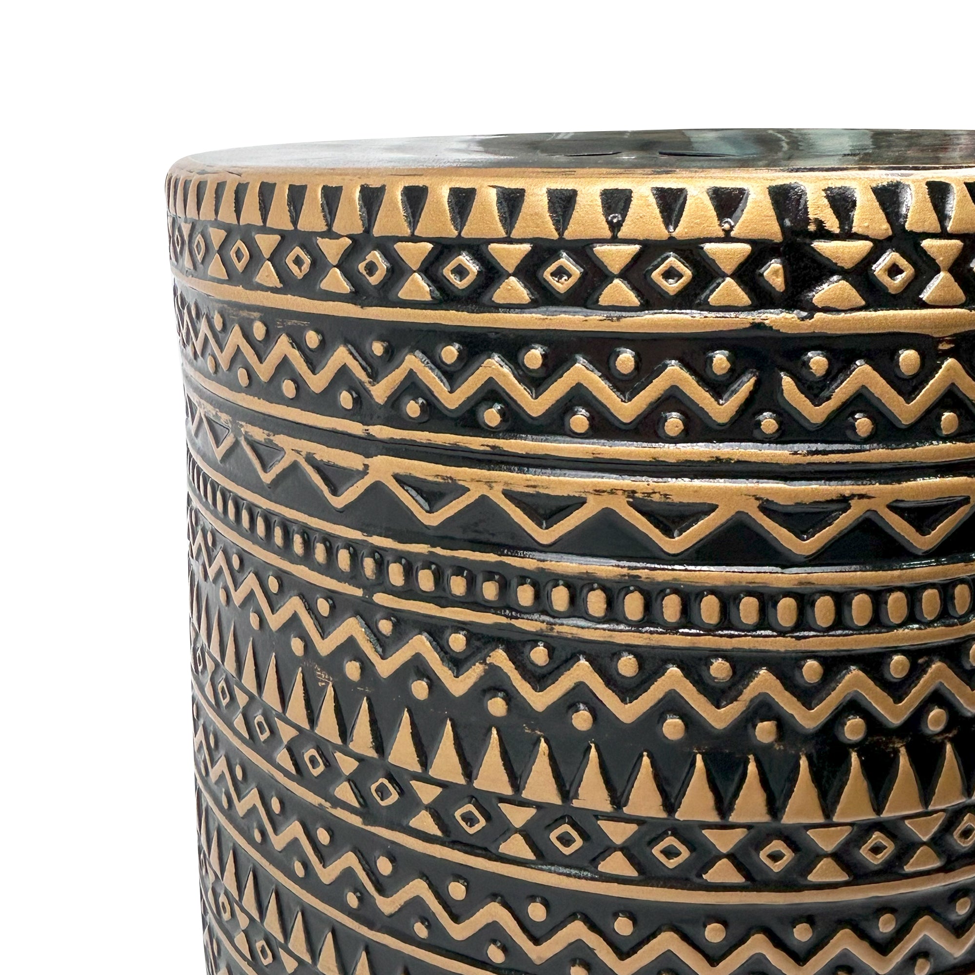 Ceramic Stool Featuring Intricate Ethnic-Style Designs