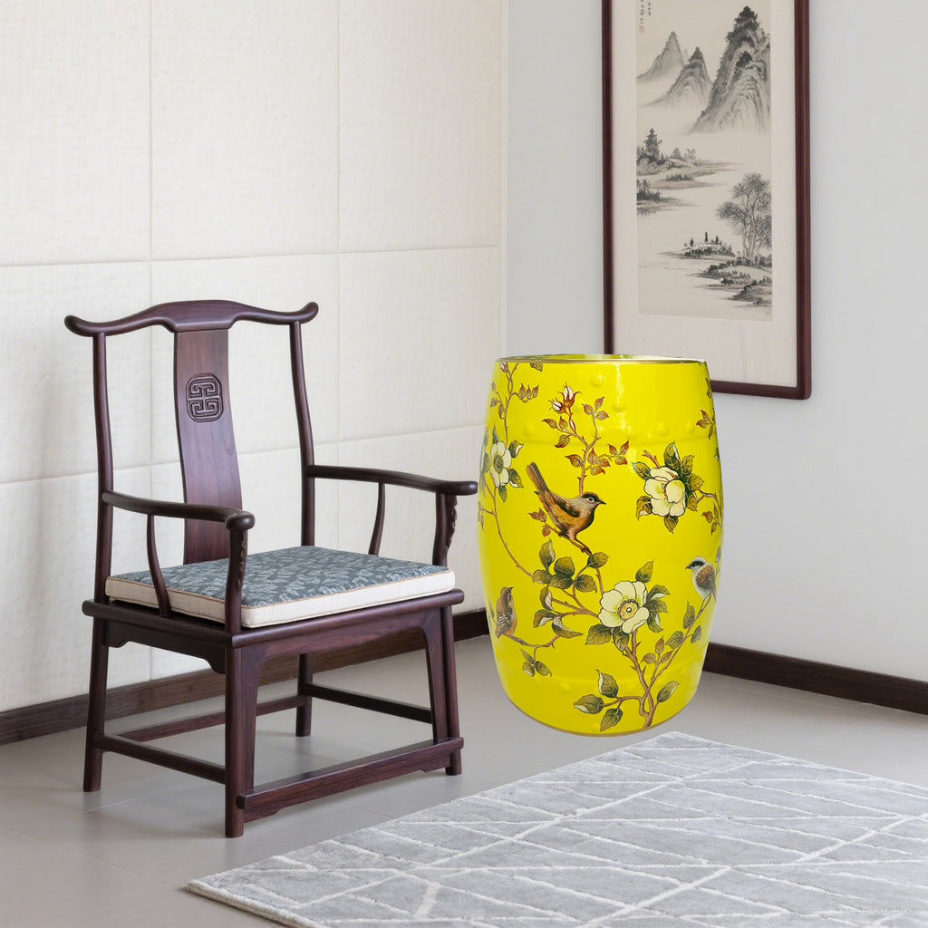 Oriental Floral - Bird Ceramic Drum Stool