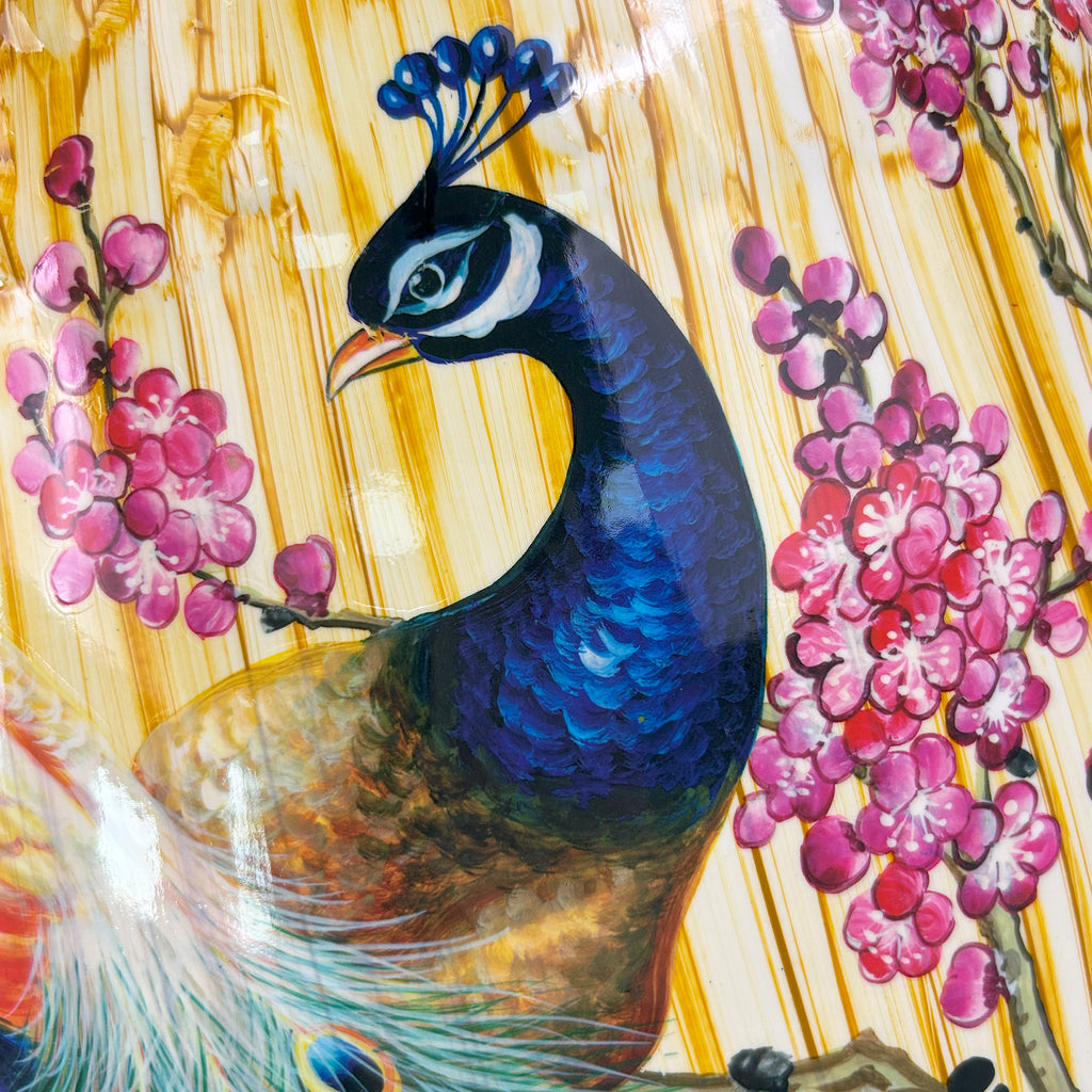 Golden Peacock Ceramic Drum Stool