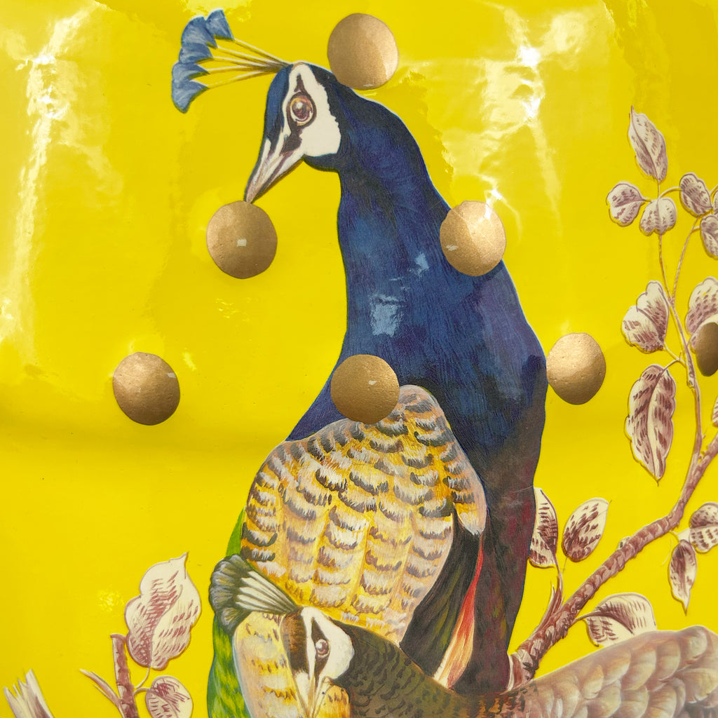 Peacock - Themed Yellow Ceramic Drum Stool