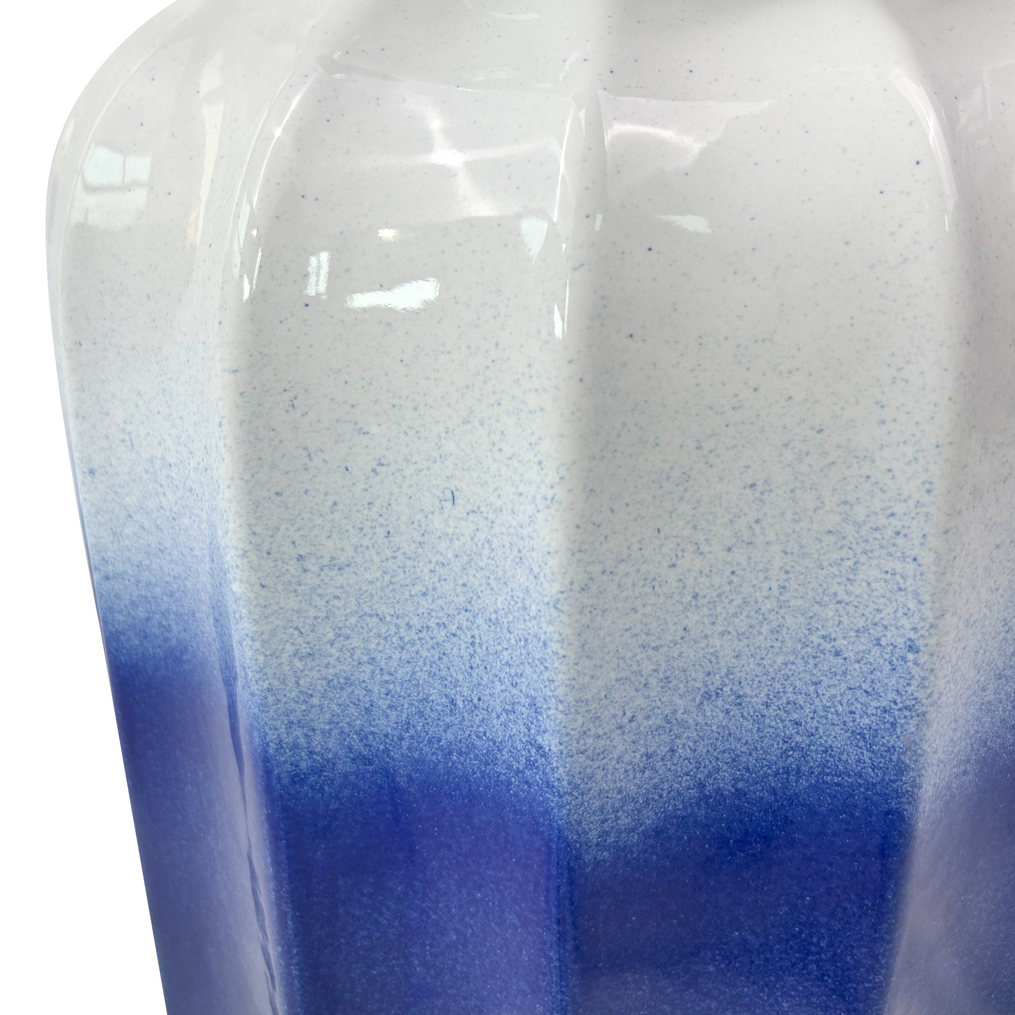 Gradient Blue - White Ceramic Drum Stool