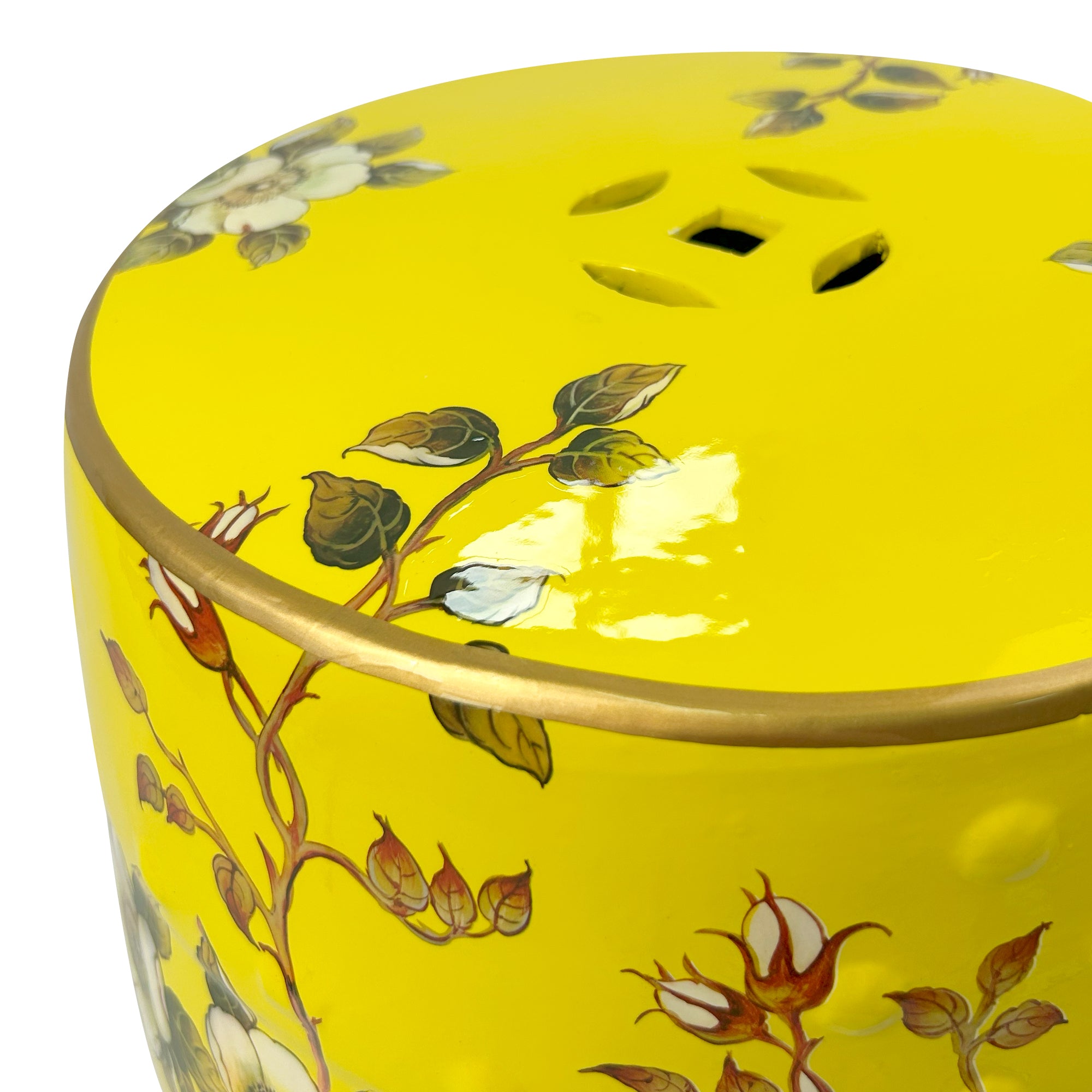 Oriental Floral - Bird Ceramic Drum Stool