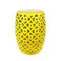 Ceramic garden stool yellow cylindrical lattice outdoor furniture