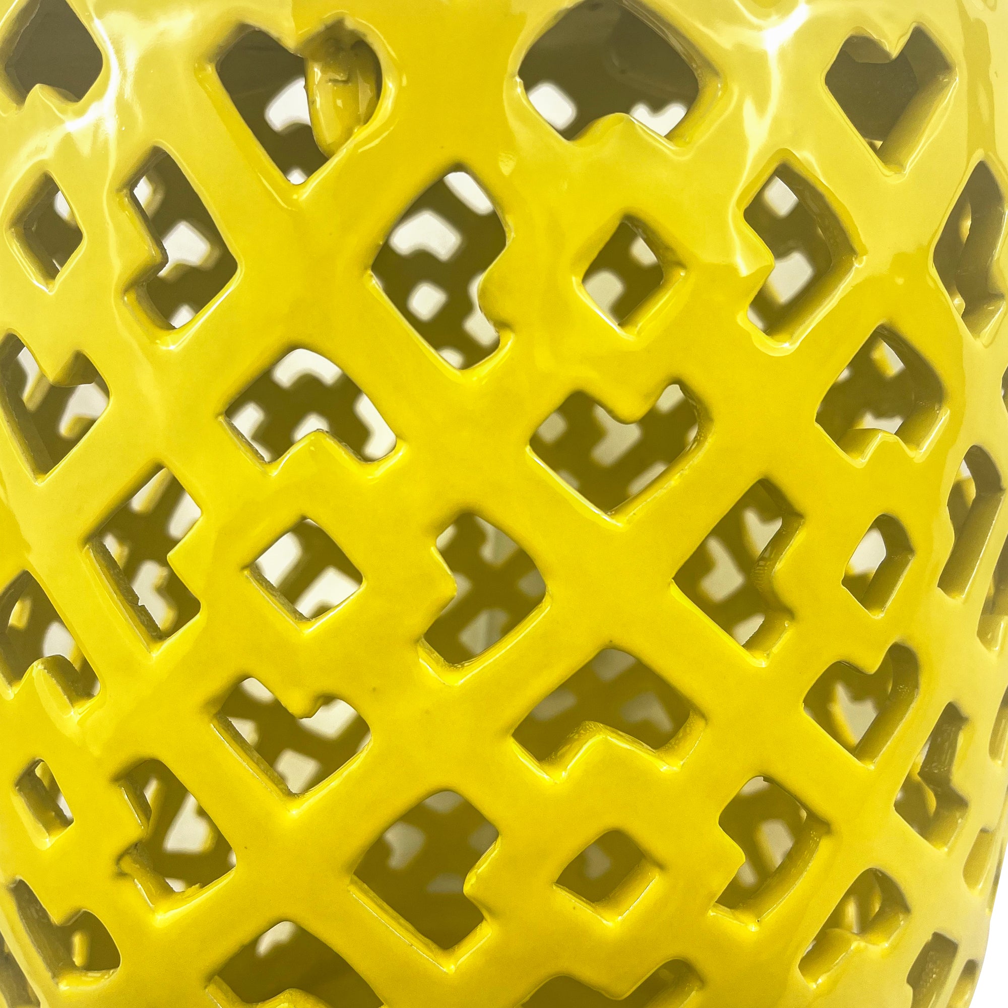 Ceramic garden stool yellow cylindrical lattice outdoor furniture