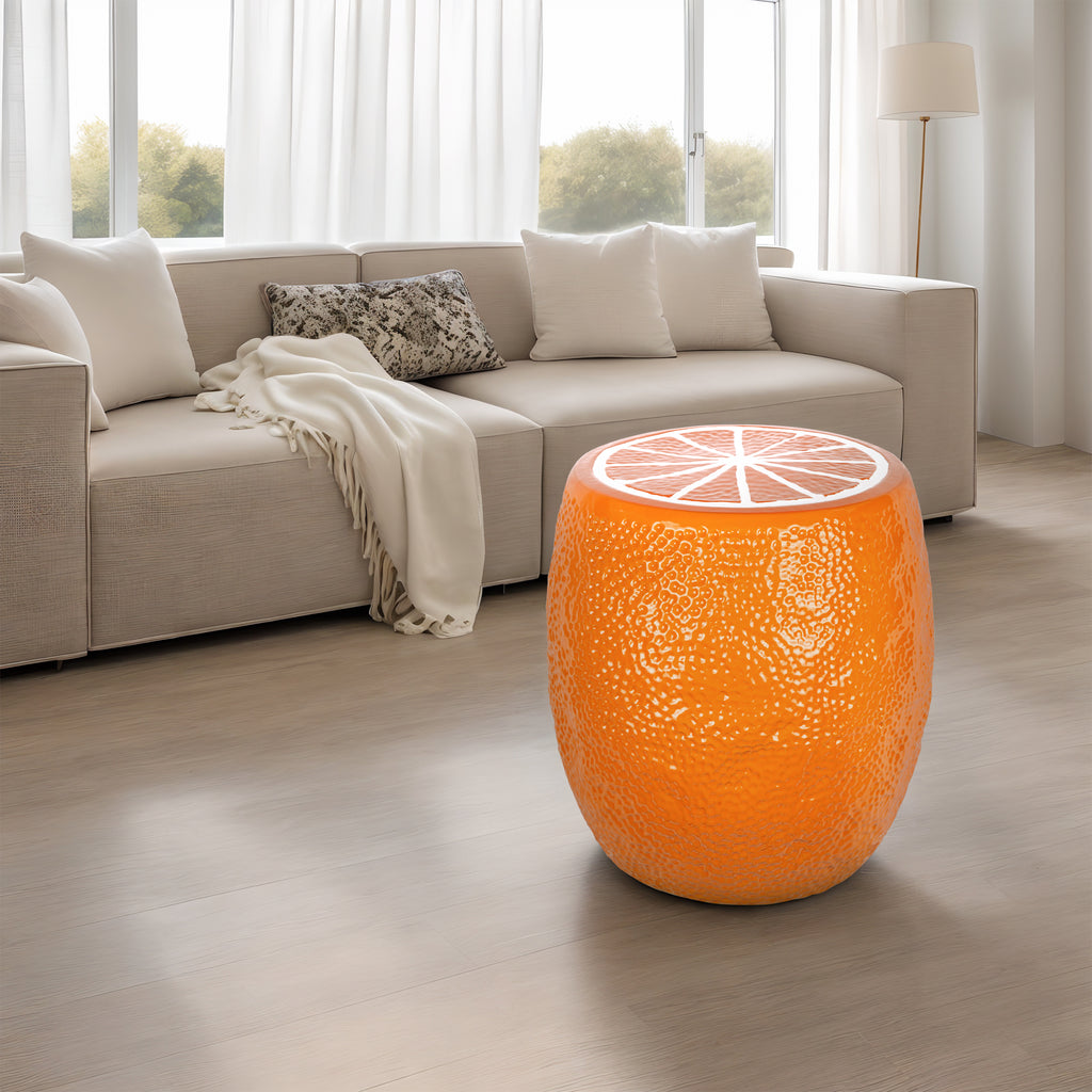 Ceramic garden stool with modern design orange outdoor furniture