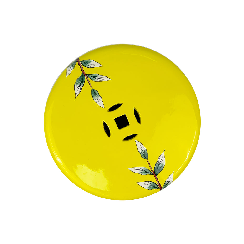 Vibrant Yellow Floral - Bird Ceramic Drum Stool