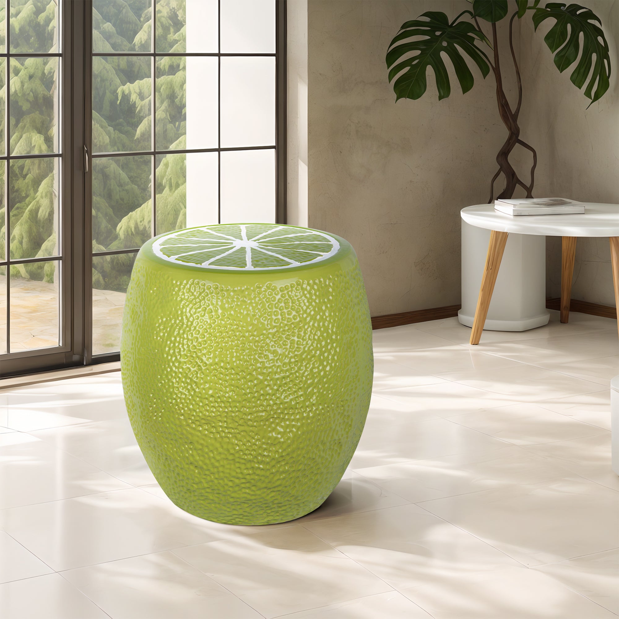 Ceramic garden stool with modern design orange outdoor furniture