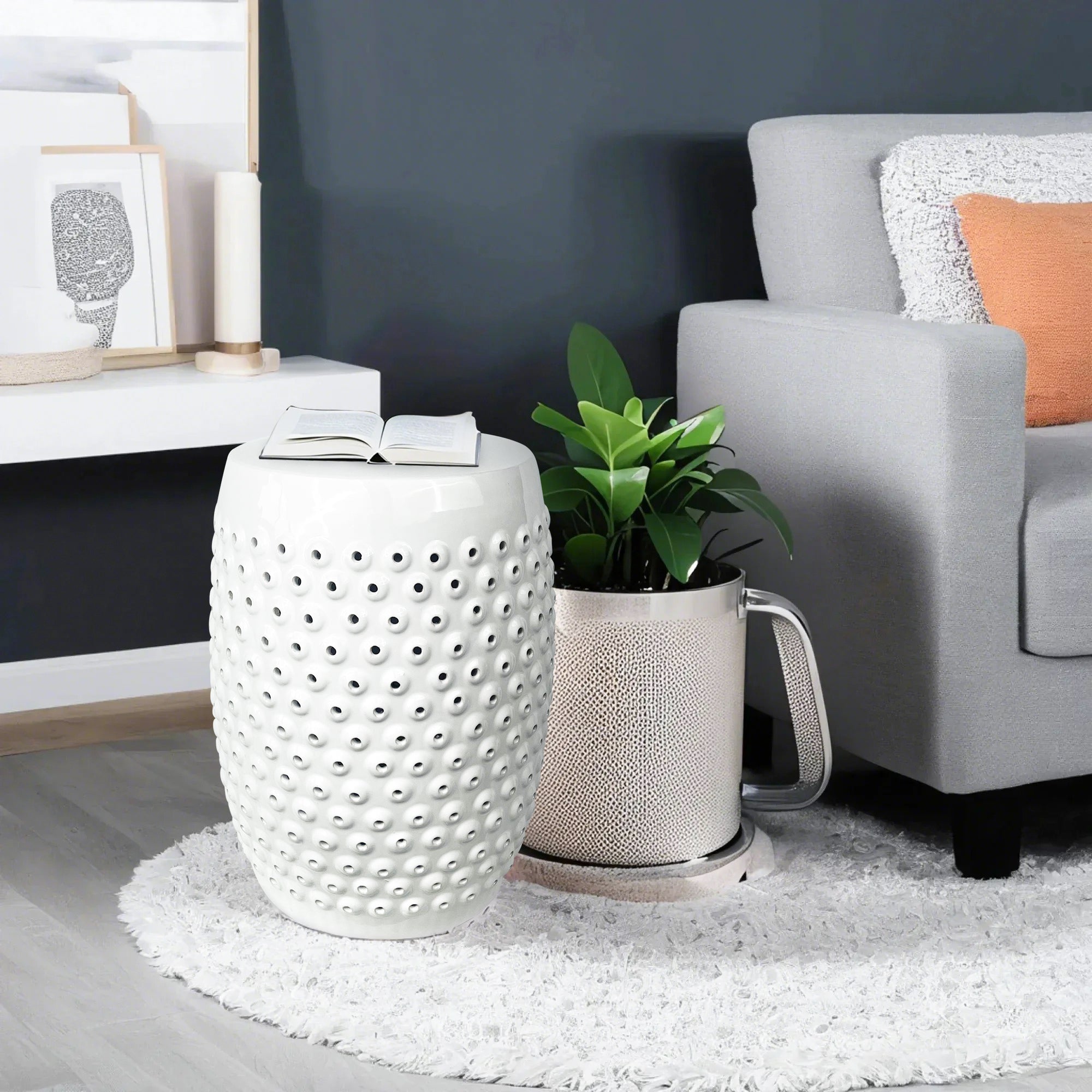 Ceramic garden drum stool outdoor furniture design sense of modern art cave style