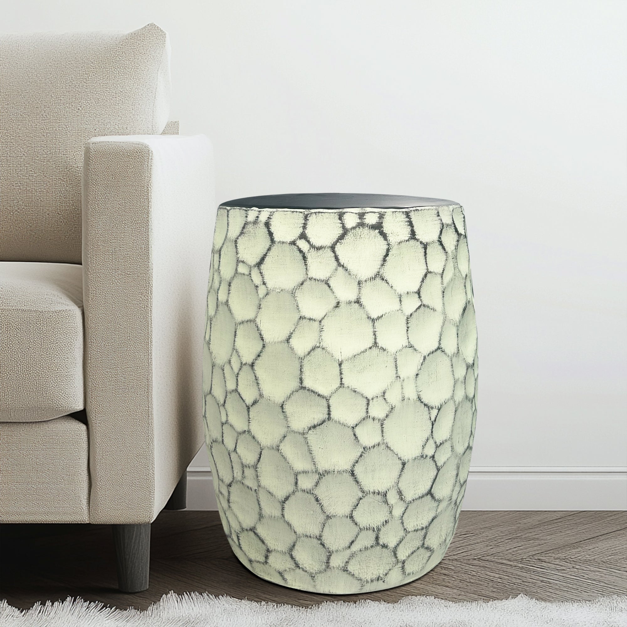 Stylish Home Accent Honeycomb-Pattern Ceramic Stool