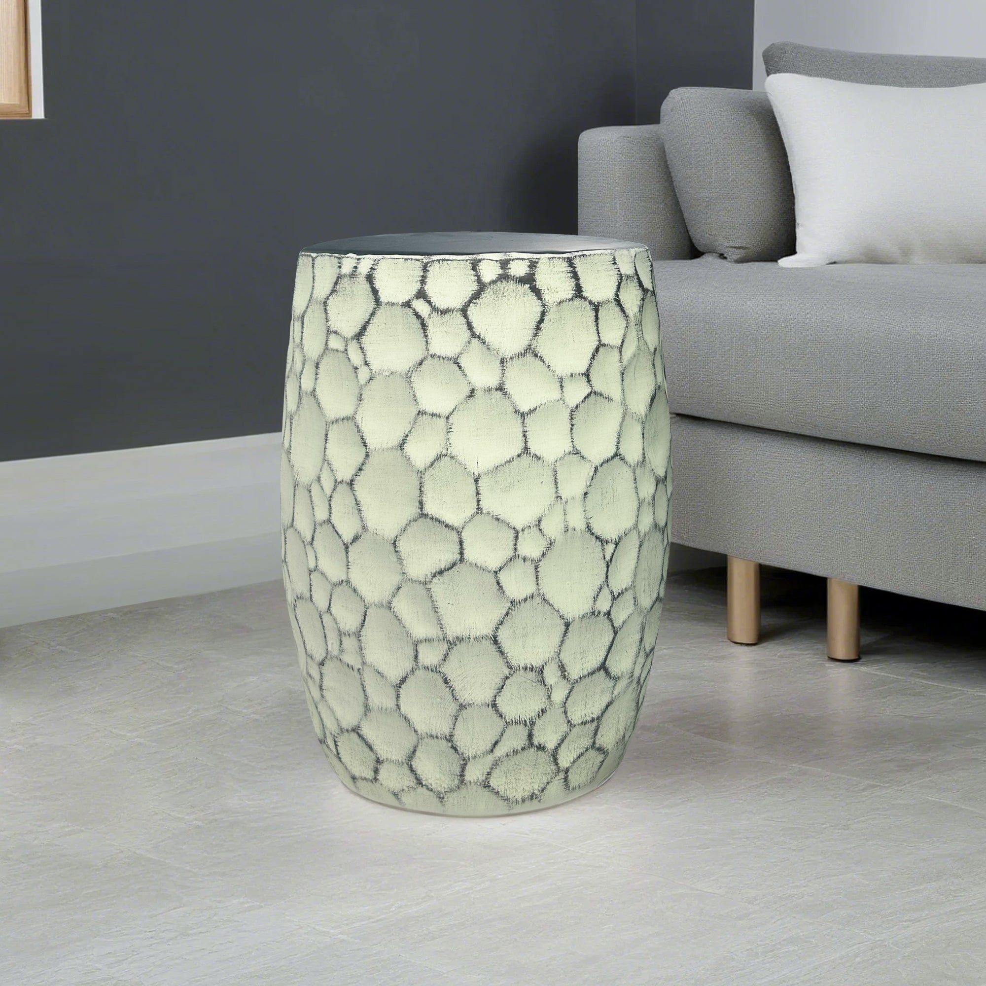 Stylish Home Accent Honeycomb-Pattern Ceramic Stool