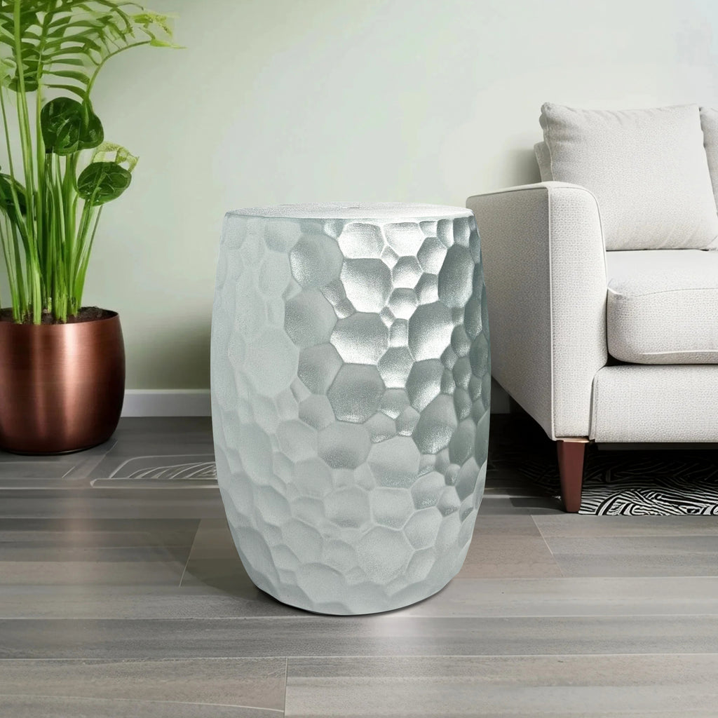 Stylish Home Accent Honeycomb-Pattern Ceramic Stool