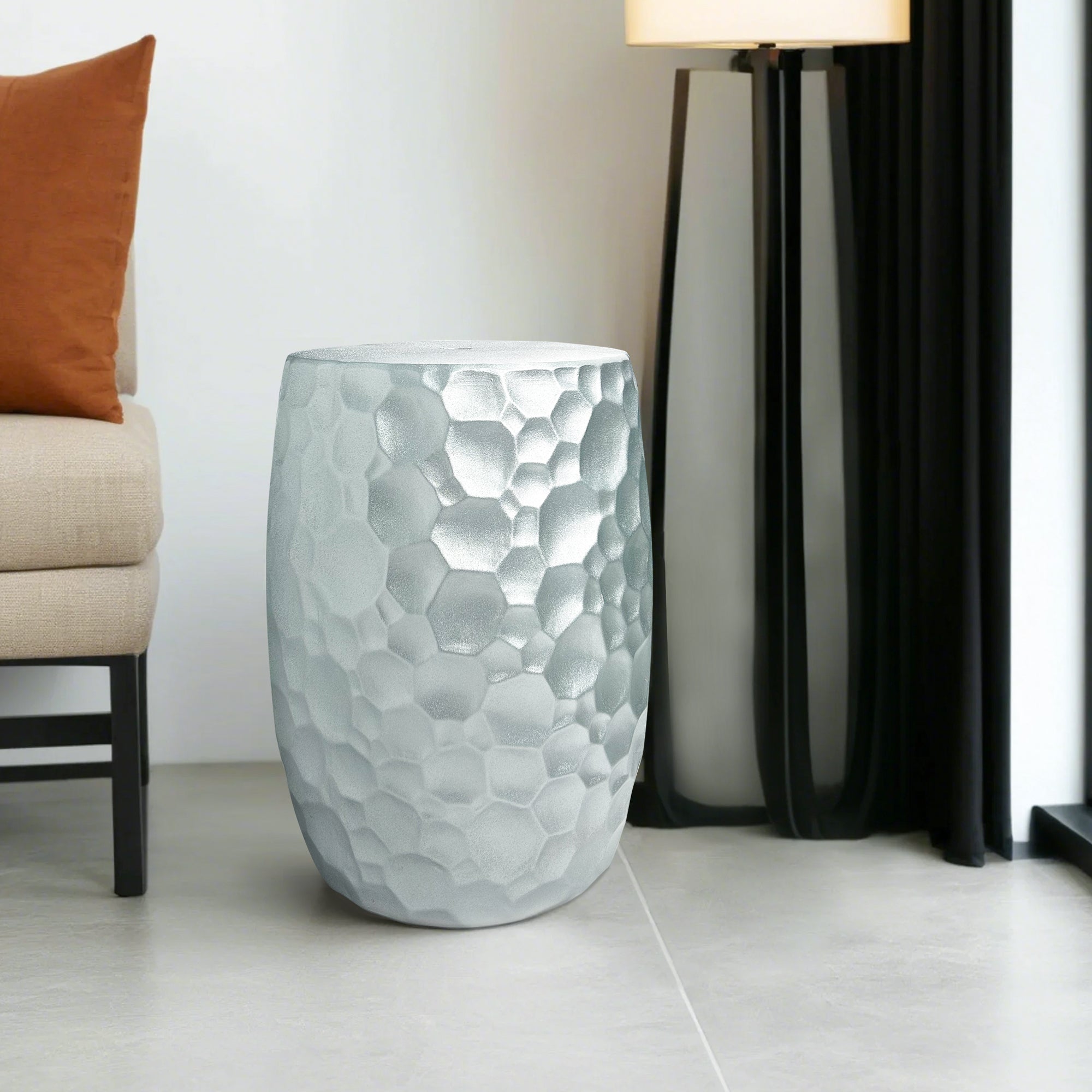 Stylish Home Accent Honeycomb-Pattern Ceramic Stool