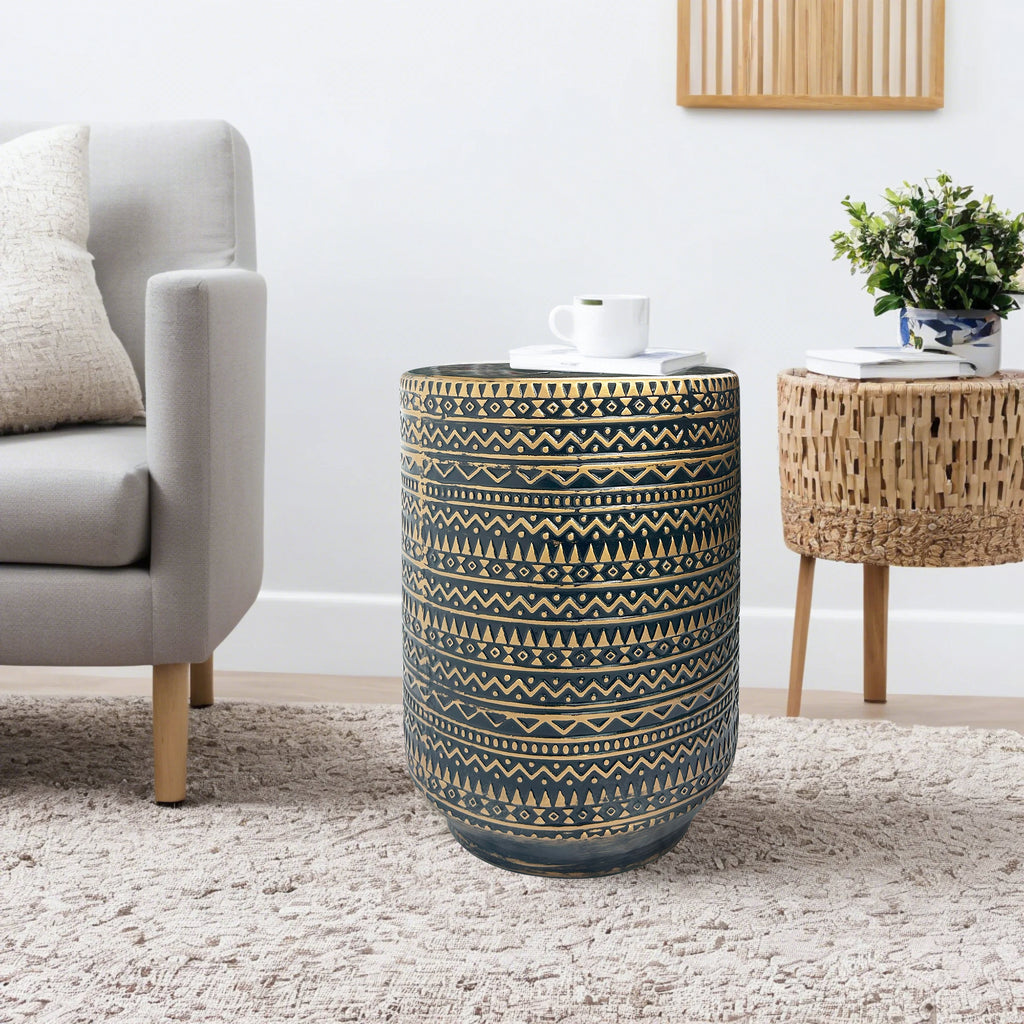 Ceramic Stool Featuring Intricate Ethnic-Style Designs