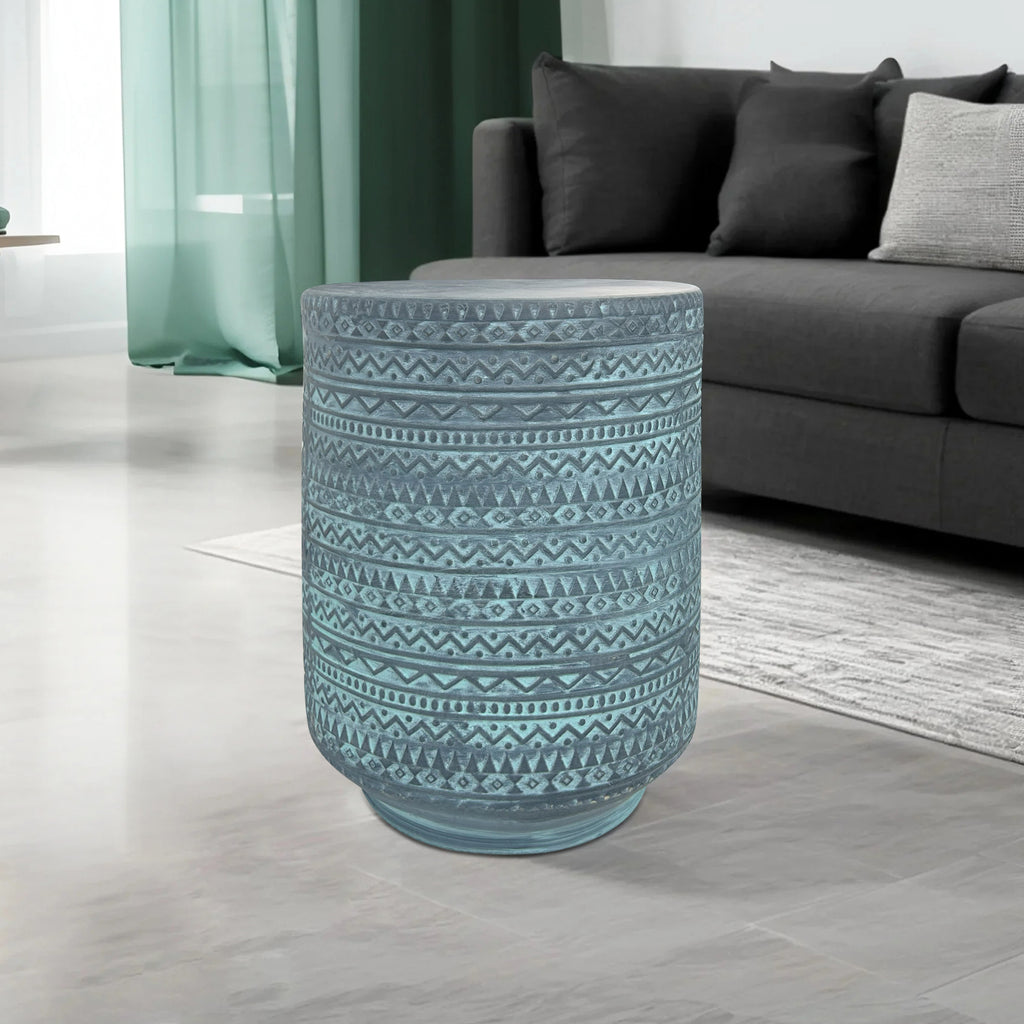 Ceramic Stool Featuring Intricate Ethnic-Style Designs