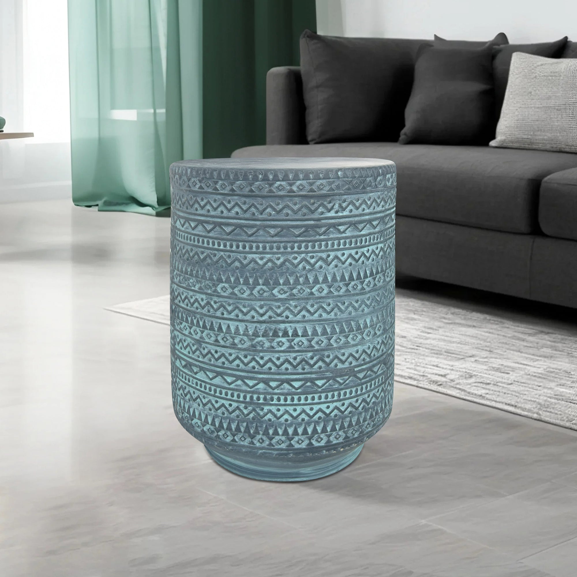 Ceramic Stool Featuring Intricate Ethnic-Style Designs