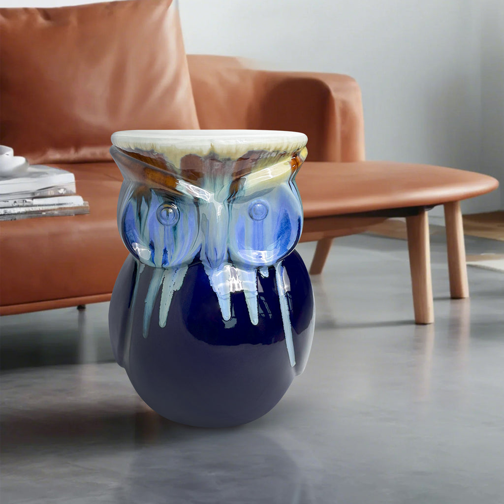 Unique Home Furnishing Artistic Owl-Inspired Ceramic Stool