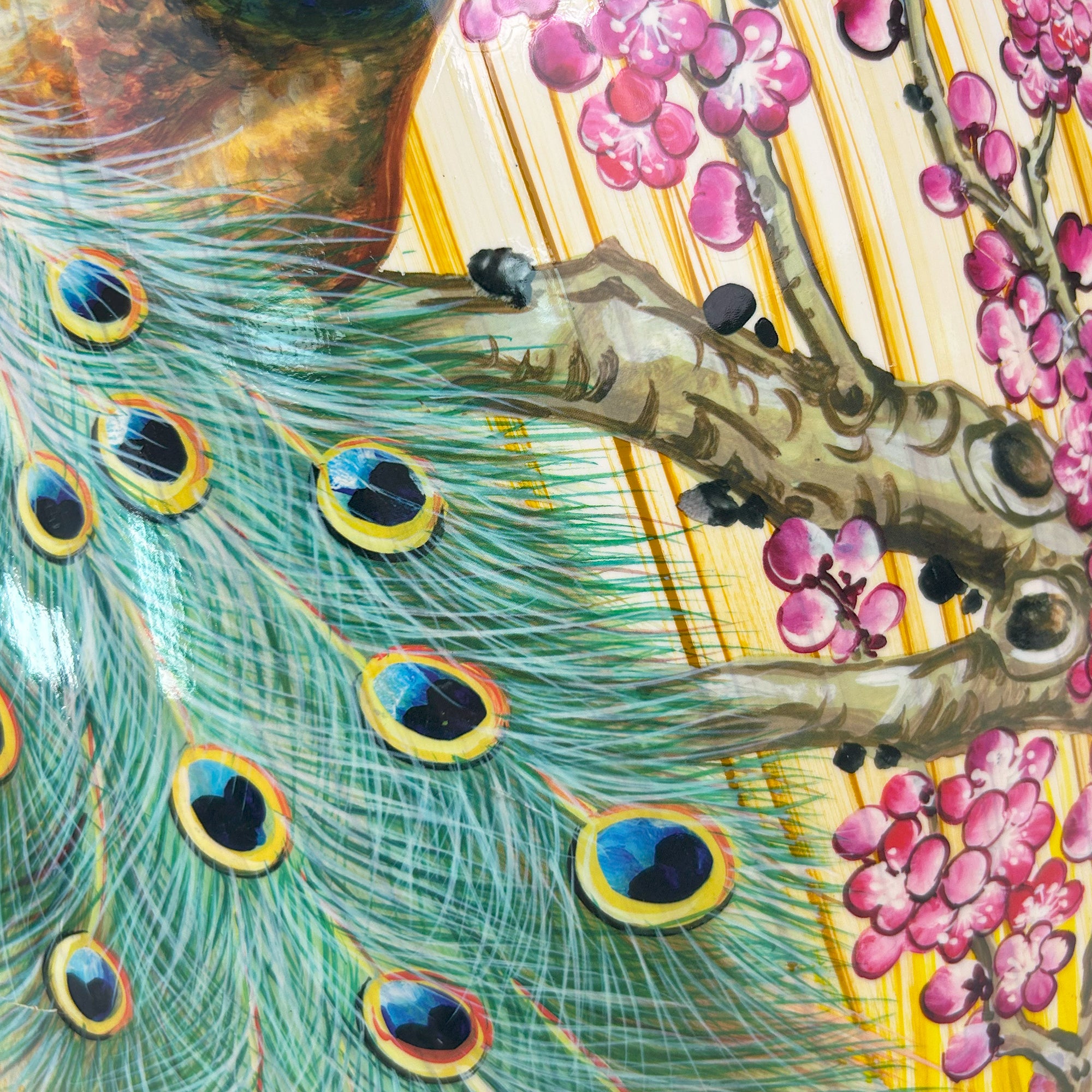 Golden Peacock Ceramic Drum Stool