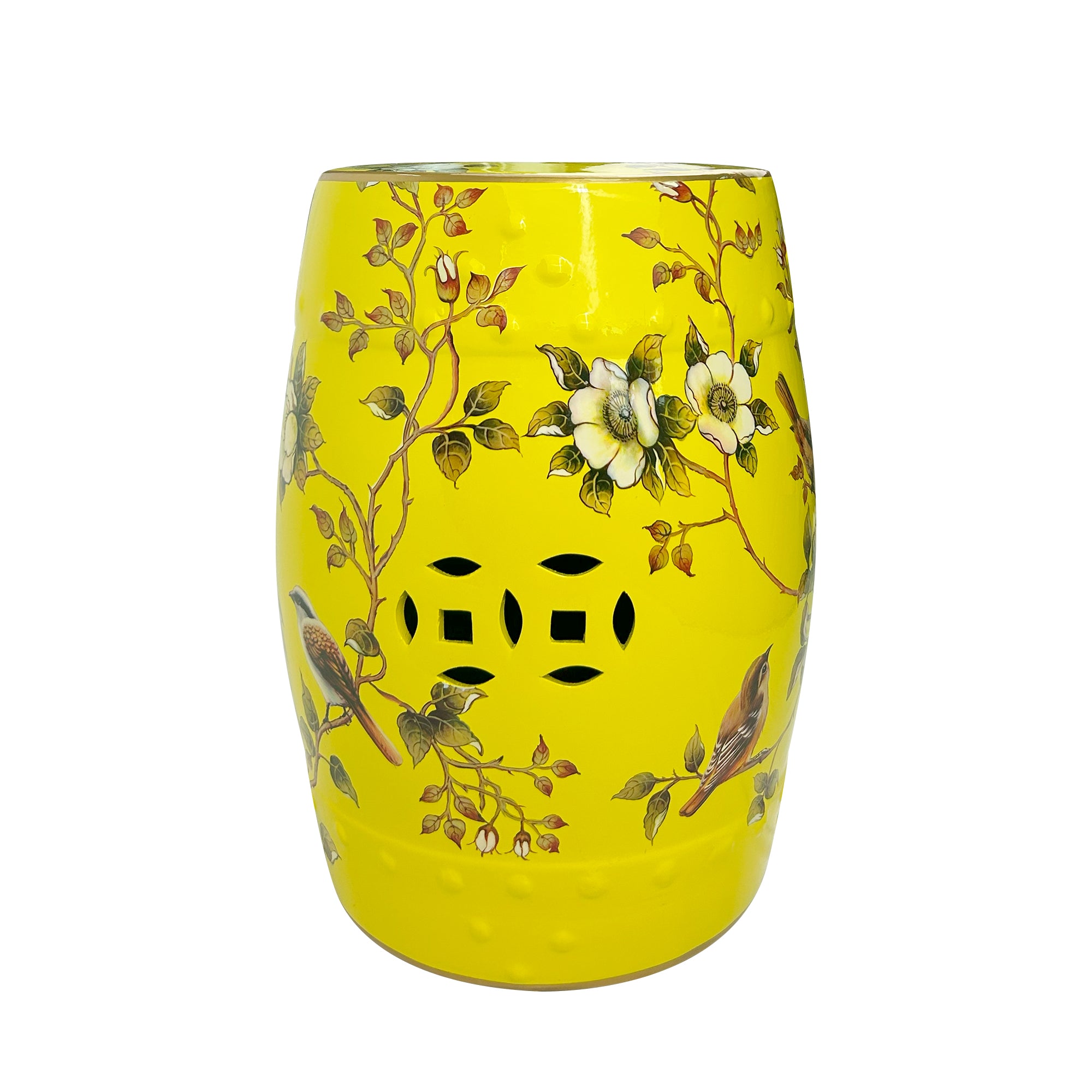 Oriental Floral - Bird Ceramic Drum Stool