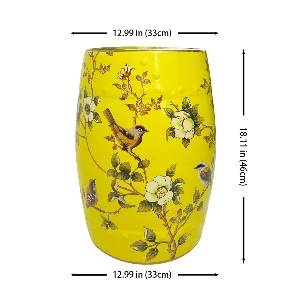 Oriental Floral - Bird Ceramic Drum Stool
