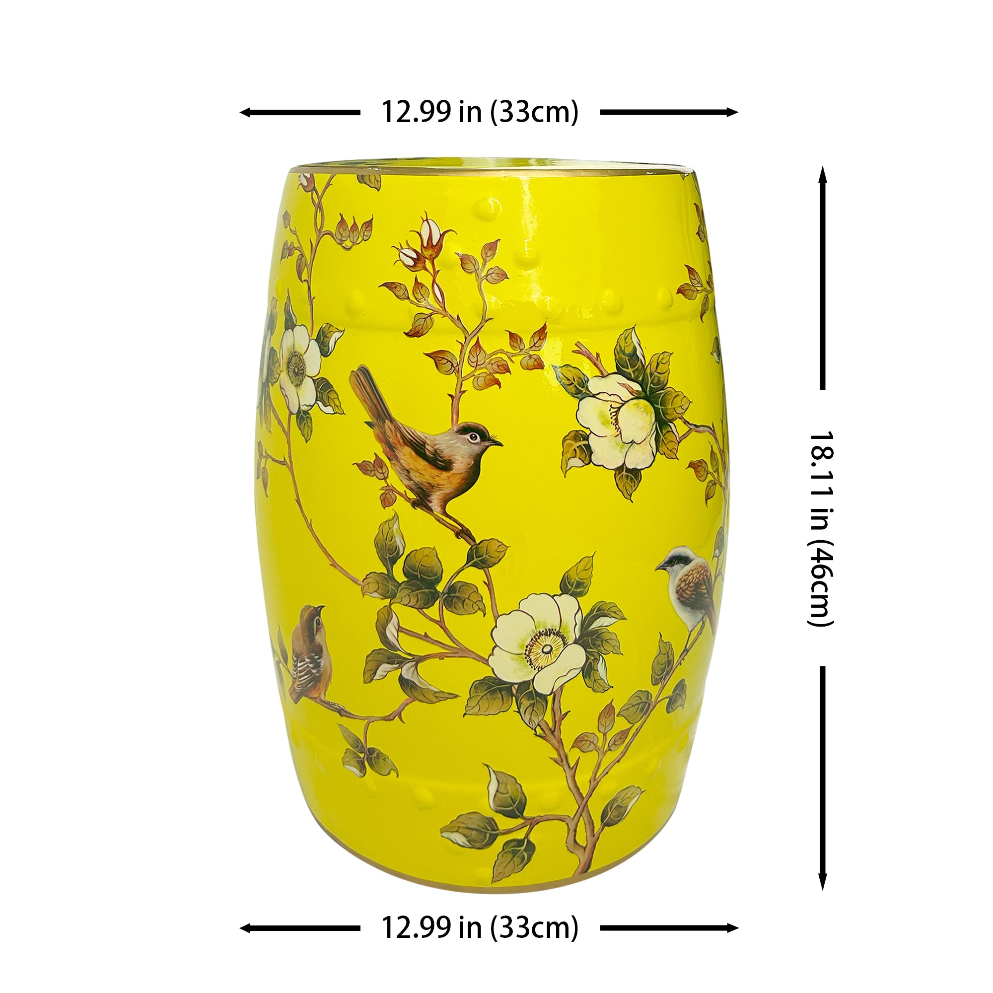 Oriental Floral - Bird Ceramic Drum Stool